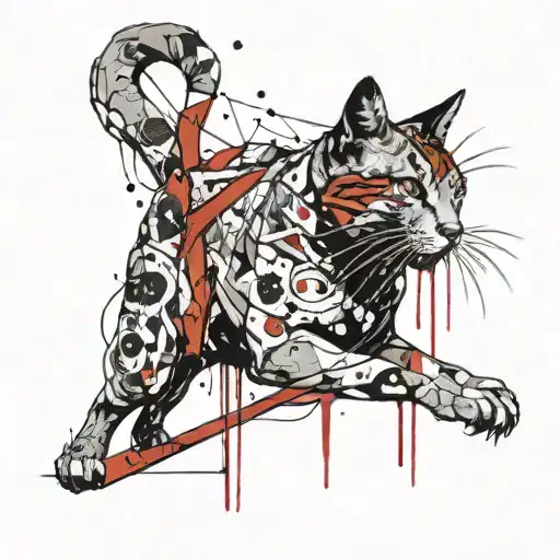 deftones cat playing tattoo design idea