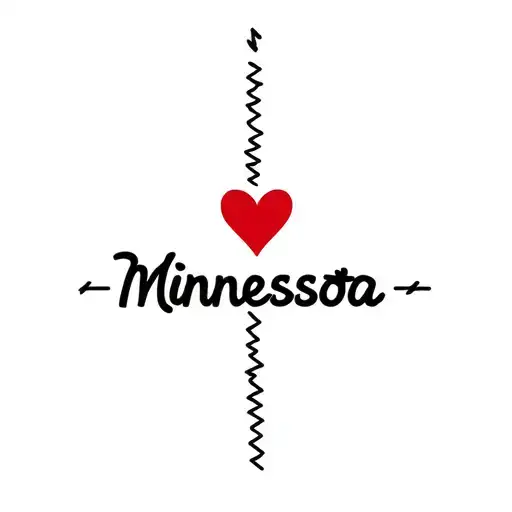a dashed line with a heart in the middle, connecting the word Minnesota on one side to the other that says Tennessee tattoo design idea