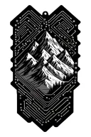 mountain circuit board design tattoo design idea