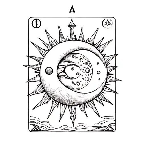 sun and moon tarot card tattoo design idea