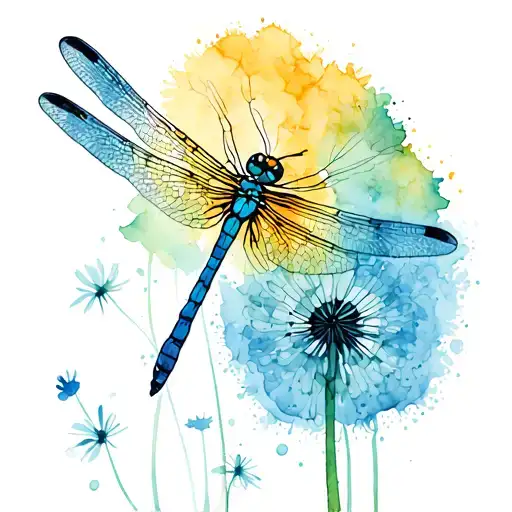 dragonfly, semi-colon, dandelion tattoo design idea