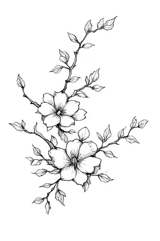 dogwood flowers and branches tattoo design idea