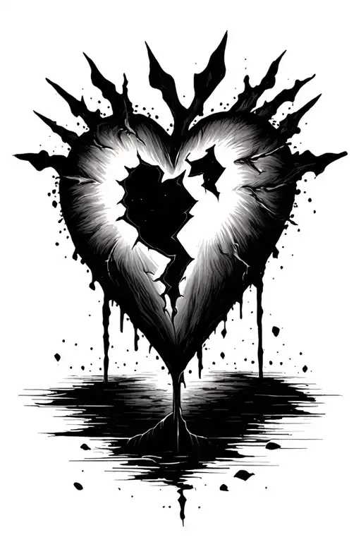 broken heart, trust issues tattoo design idea