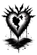 broken heart, trust issues tattoo design idea
