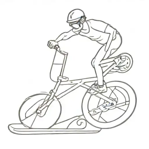 snowboard + bicycle tattoo design idea