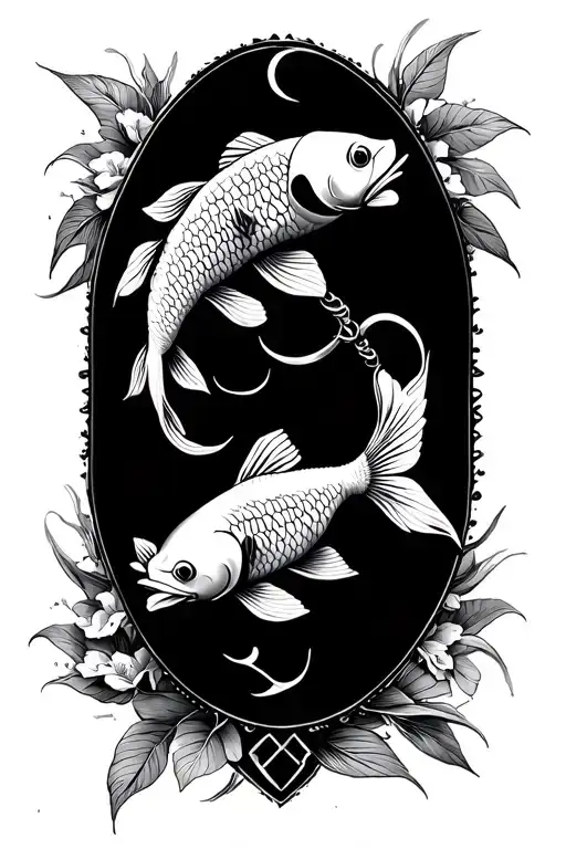 Hawai'i koi fish and Hawaii fish hook tattoo design idea