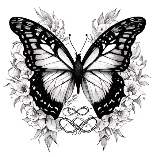 "Leanne Jamie " butterfly wolf infinity tattoo design idea