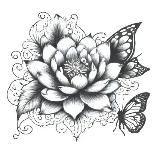 lotus flower, butterfly, ladybug, small heart tattoo design idea