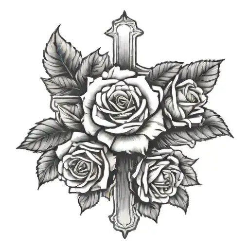 ALL MY VICTORIES BELONG TO GOD AND ALL MY LOSSES ARE MINE ALONE use that quote  add it with a cross with roses & clouds tattoo design idea