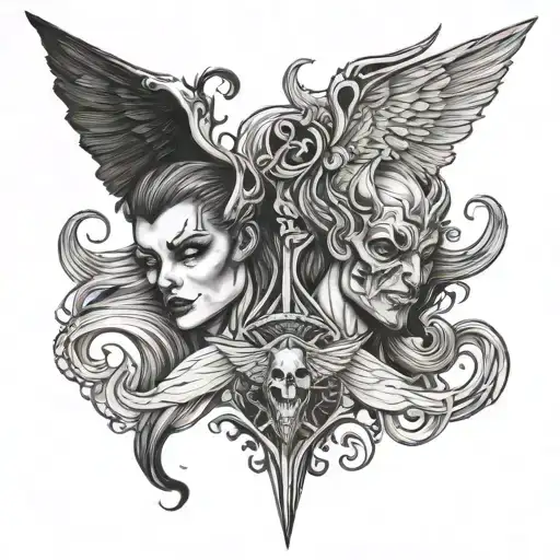 Half Angel Half Devil tattoo design idea