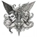 Half Angel Half Devil tattoo design idea