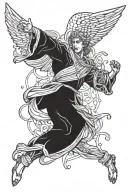 angel gabriel fighting tattoo design idea