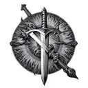 hanging sword of damocles tattoo design idea