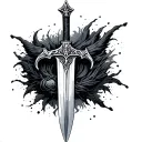 hanging sword of damocles tattoo design idea