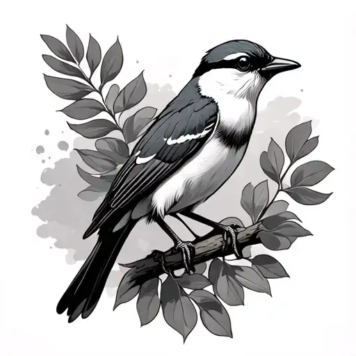 loggerhead shrike bird tattoo design idea
