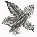 A Harley Davidson themed tattoo incorporating feathers tickling elements tattoo design idea
