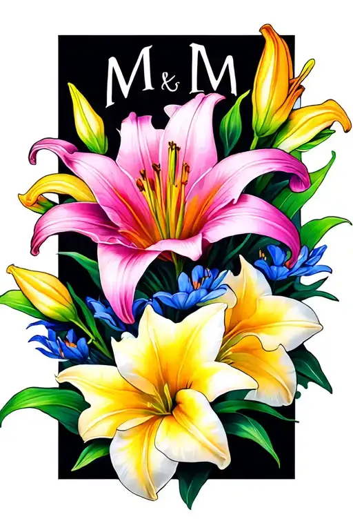 "Mum and Lily" Lillies and Freesias tattoo design idea