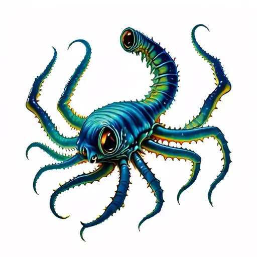 scary deep sea creatures tattoo design idea