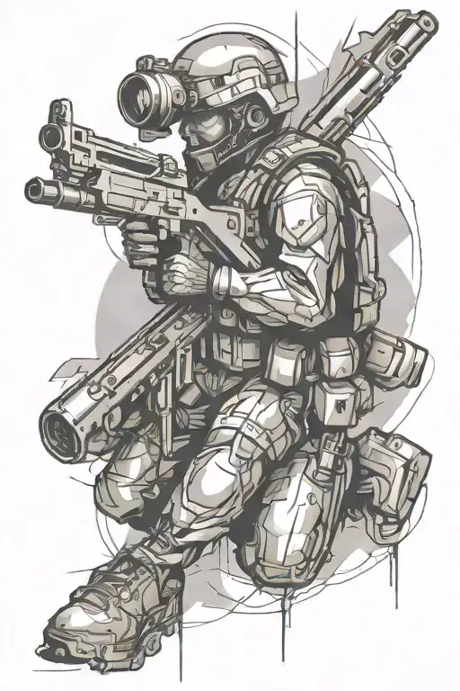 military gunner abstract tattoo design idea