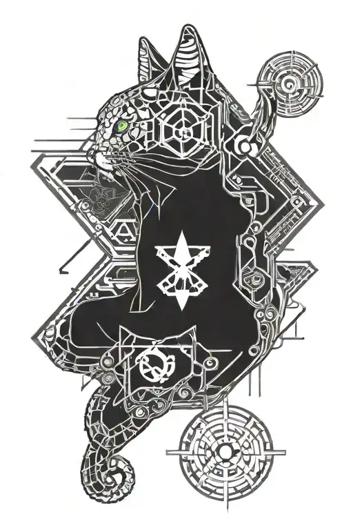 Cat In Space With tattoo design idea