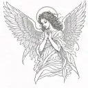 Biblical angel with many wings and crying eyes with blood tattoo design idea
