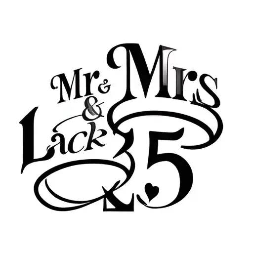 "Mr & Mrs Lack" A stylized design of a wedding ring intertwined with the number 25 symbolizing the couple's anniversary date tattoo design idea