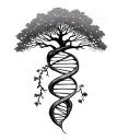 tree and dna double helix tattoo design idea
