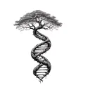 tree and dna double helix tattoo design idea