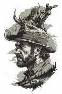 Red Dead Redemption 2, Deer head, mountains, Arthur Morgan  tattoo design idea