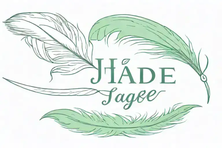 feather with the word Jade near it tattoo design idea