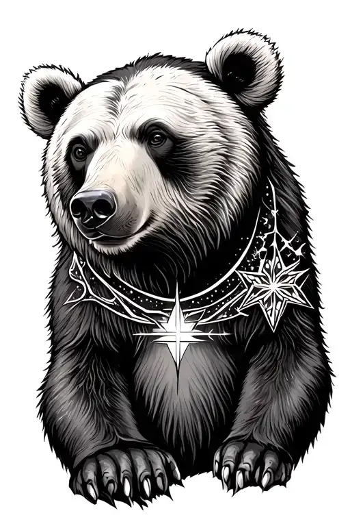 Combine bear and virgo star sign tattoo design idea