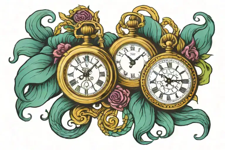 An image of Libra and capricorn both with a small pocketwatch tattoo design idea