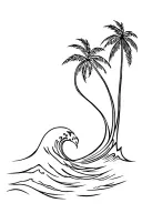 the ocean wave crashing waves and palm trees tattoo design idea