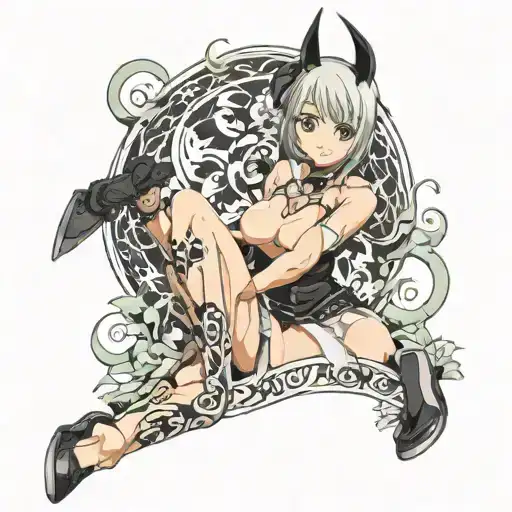 anime horny black work 18+ tattoo design idea