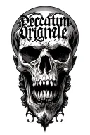 "Peccatum Originale" Biblical illustration of sin of pride tattoo design idea