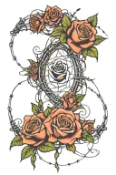 roses surrounded by barbed wire tattoo design idea