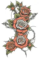 roses surrounded by barbed wire tattoo design idea