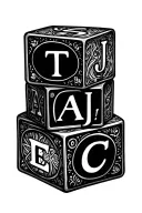 5 kid blocks with the initial t,j,a,e,and c which are the initial of the five woman who play a big part in my life tattoo design idea