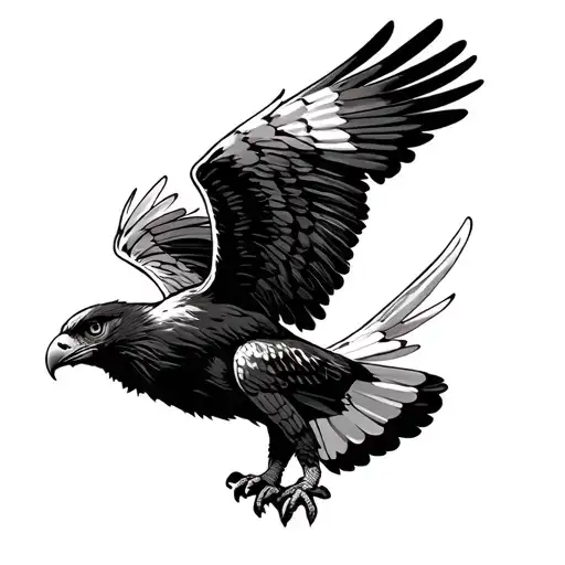 hawk with its wings back diving tattoo design idea