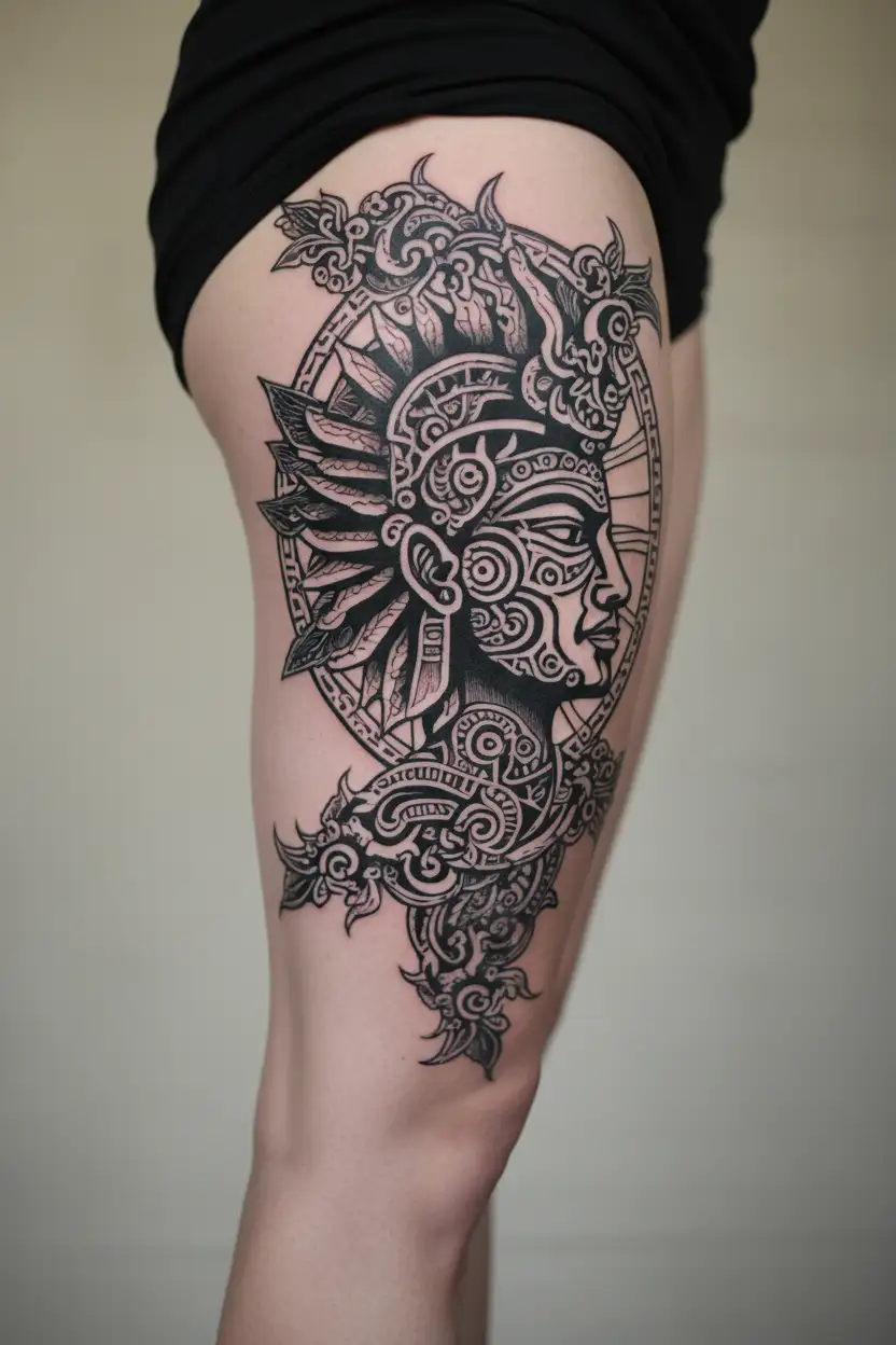the mayan sun god tattoo design idea