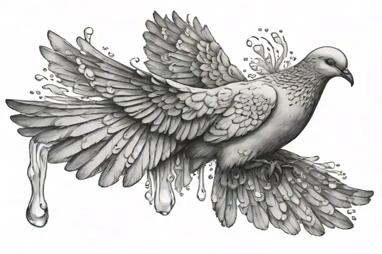 a dove with outstretched wings made of rain tattoo design idea