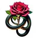 rose dagger snake tattoo design idea