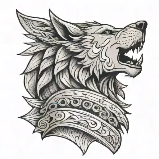 romanian spartan lone wolf howling tattoo design idea