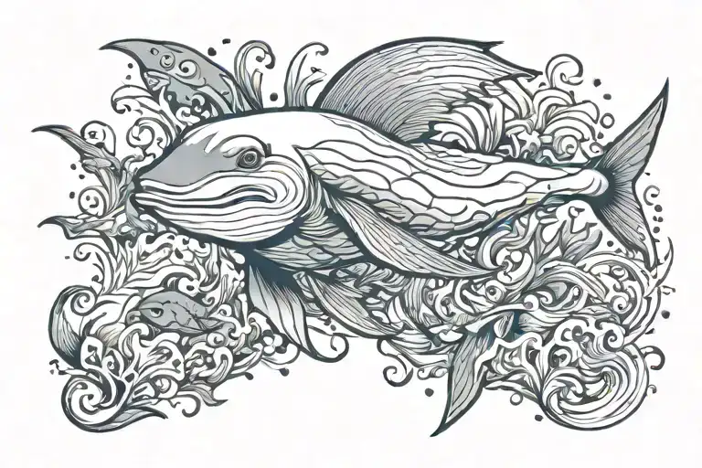 marine animals tattoo design idea