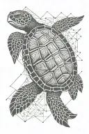 sea turtle swimming underwater surrounded tattoo design idea