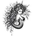 create a gothic style tattoo design featuring a mermaid tattoo design idea