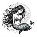 create a gothic style tattoo design featuring a mermaid tattoo design idea