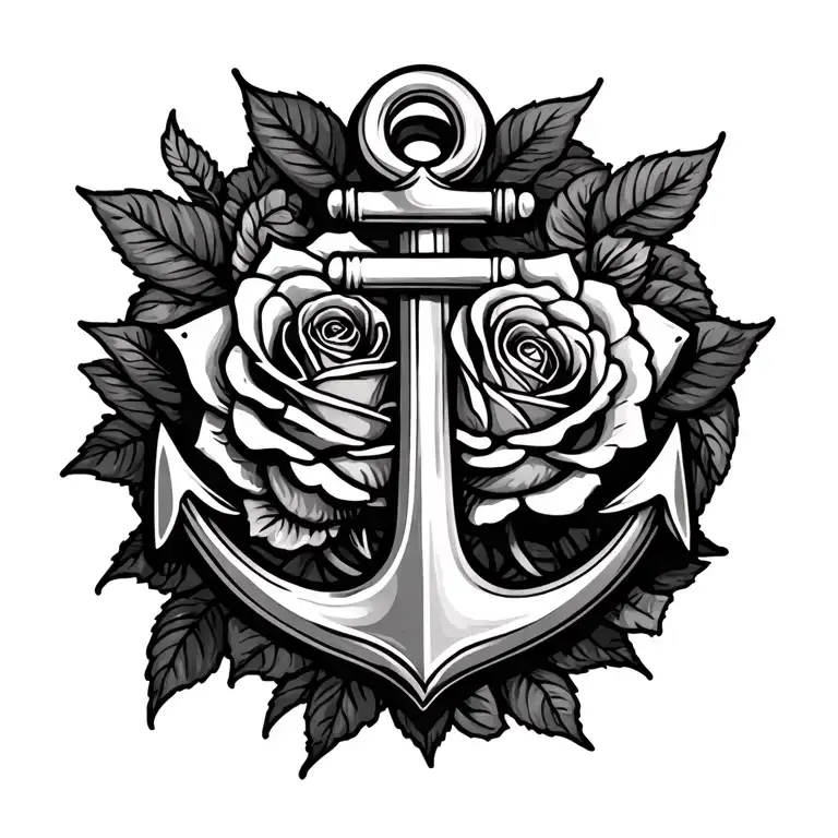 rose and anchor intertwined symbolizing the client's love tattoo design idea