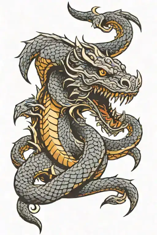 unique , powerful and fierce Jörmungandr tattoo design idea