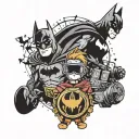 cinema and Batman watching a movie tattoo design idea